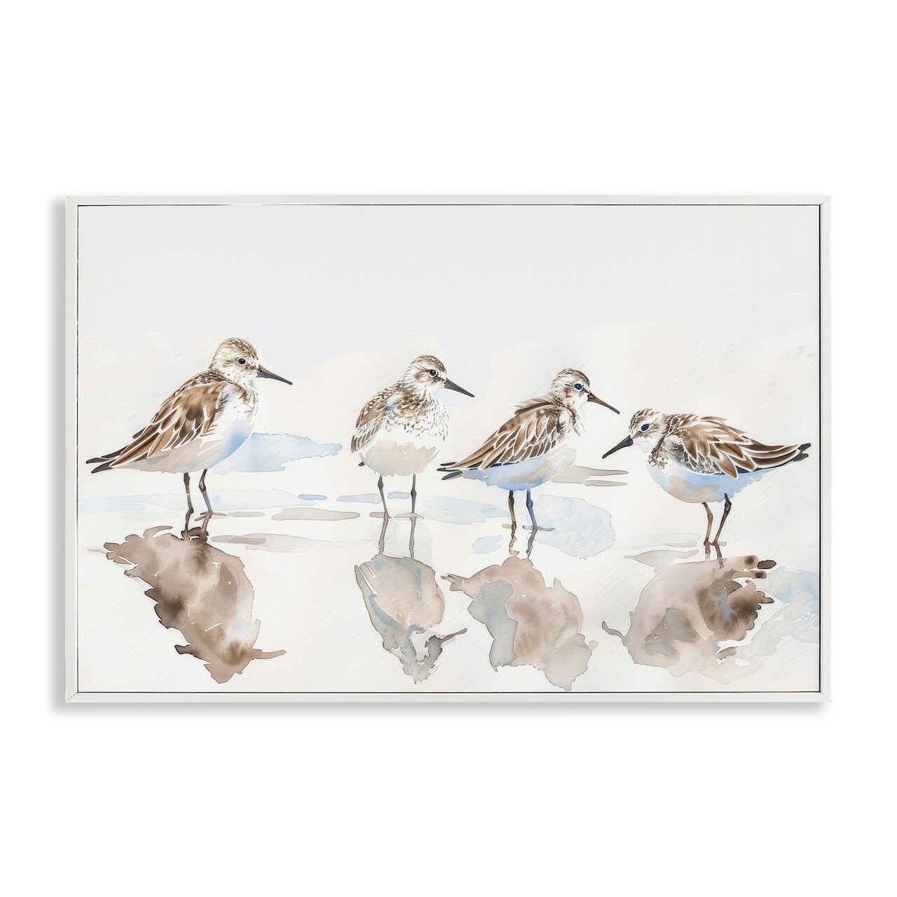 Stupell Industries Sandpipers Shore Reflection Framed Giclee Wall Art Design by Petal Prints Design
